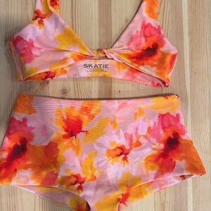 Skatie Pink Orange Yellow Floral Bikini Set